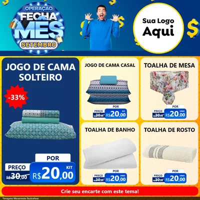 Modelo de Rede Social para Feed Facebook com o tema Operação Fecha Mês Setembro para Cama, Mesa e Banho