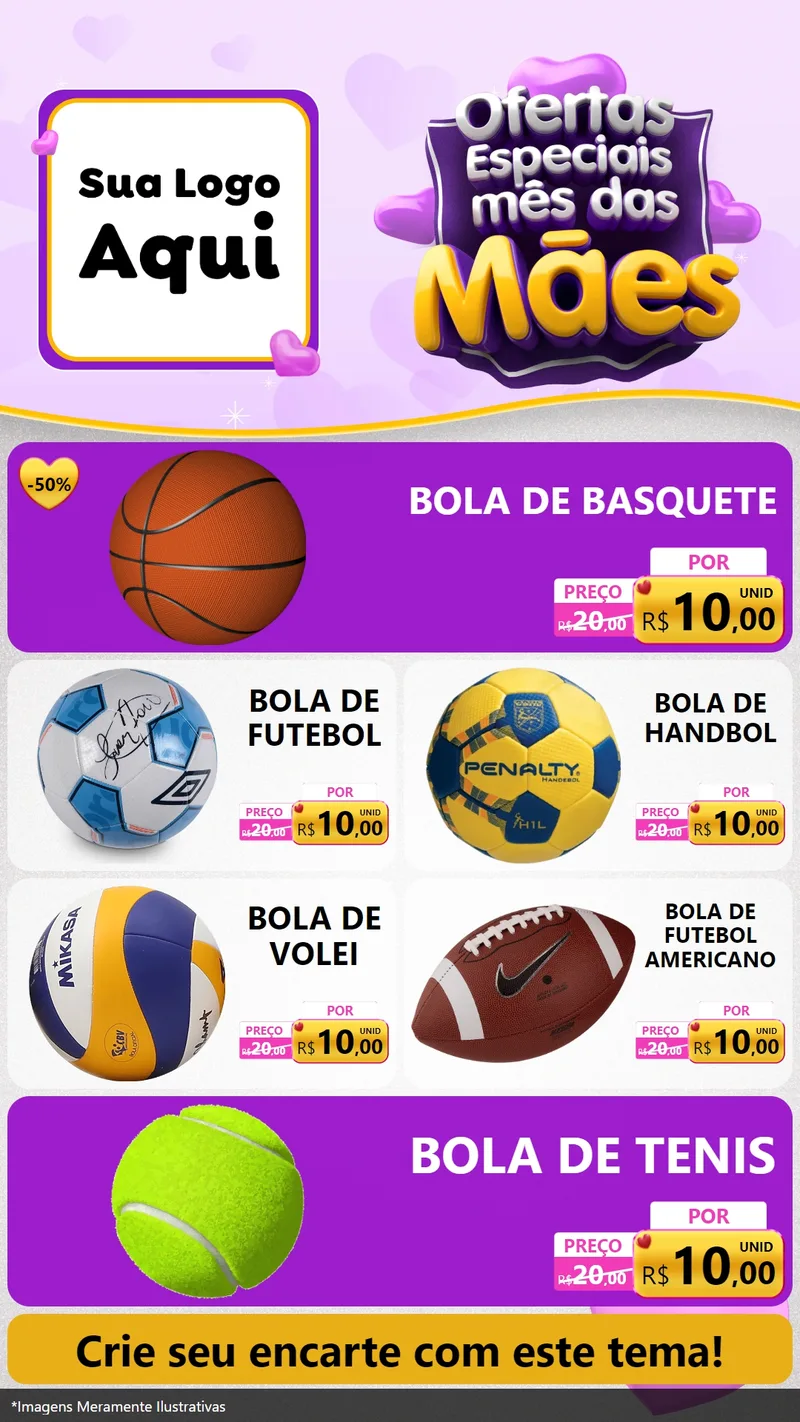 Modelo de TV para TV Vertical com o tema Ofertas Especiais - Mês das Mães para Artigos Esportivos