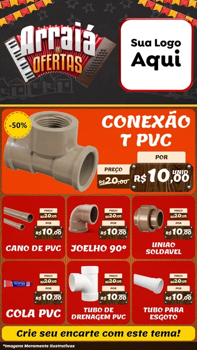 Modelo de Rede Social para Stories com o tema Arraiá de Ofertas - Junina para Tubos e conexões