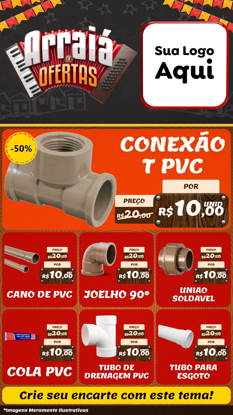 Modelo de Rede Social para Stories com o tema Arraiá de Ofertas - Junina para Tubos e conexões