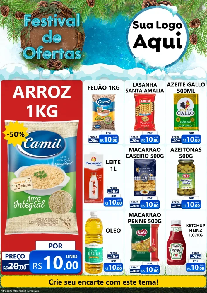 Modelo de Encarte para Encarte A4 Vertical com o tema Festival de Ofertas - Inverno para Supermercado