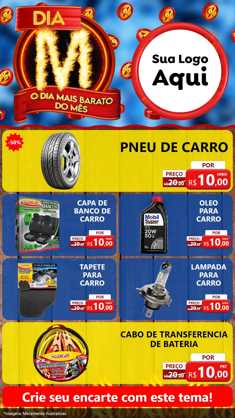 Modelo de TV para TV Vertical com o tema Dia M - O Dia Mais Barato Do Mês para Auto peças