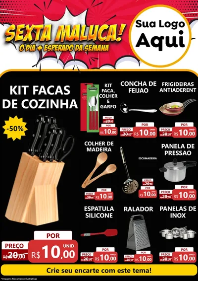 Modelo de Encarte para Encarte A4 Vertical com o tema Sexta Maluca! para Utilidades Domésticas