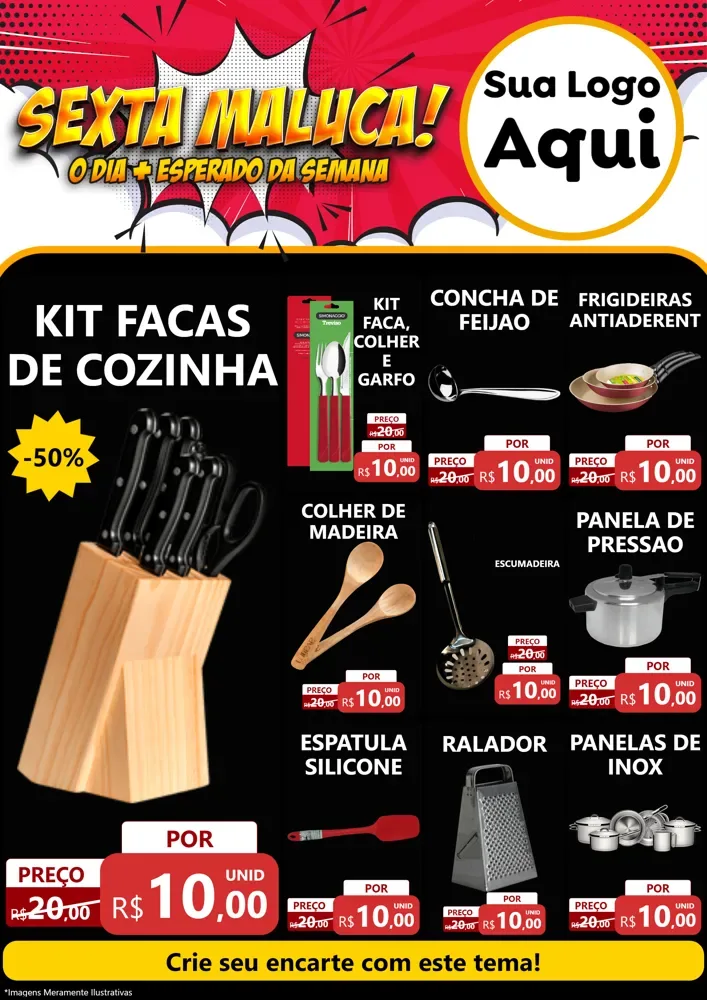 Modelo de Encarte para Encarte A4 Vertical com o tema Sexta Maluca! para Utilidades Domésticas