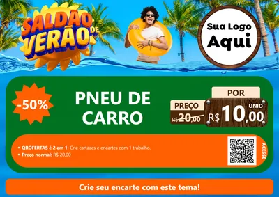 Modelo de Cartaz para Cartaz A4 Horizontal com o tema Saldão de Verão para Auto peças