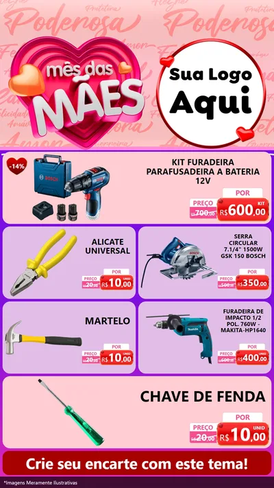 Modelo de TV para TV Vertical com o tema Mês Das Mães para Maquinas e Ferramentas
