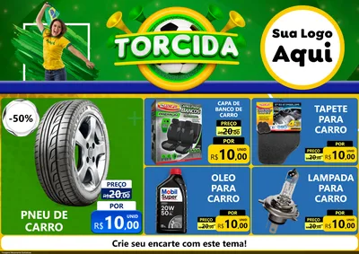 Modelo de Encarte para Encarte A4 Horizontal com o tema Torcida para Auto peças