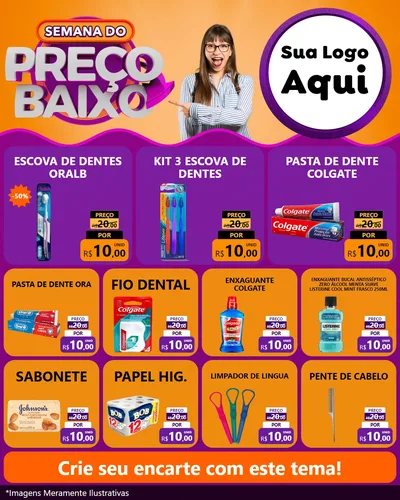 Modelo de Rede Social para Feed Instagram com o tema Semana do Preço Baixo para Higiene Pessoal