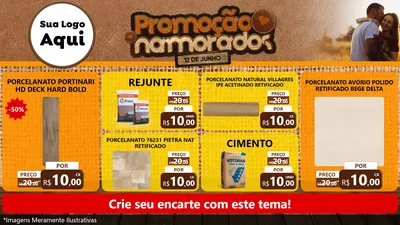Modelo de TV para TV Horizontal com o tema Promoção Namorados para Pisos e revestimentos