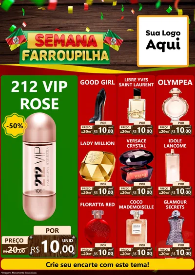 Modelo de Encarte para Encarte A4 Vertical com o tema Semana Farroupilha para Perfumes