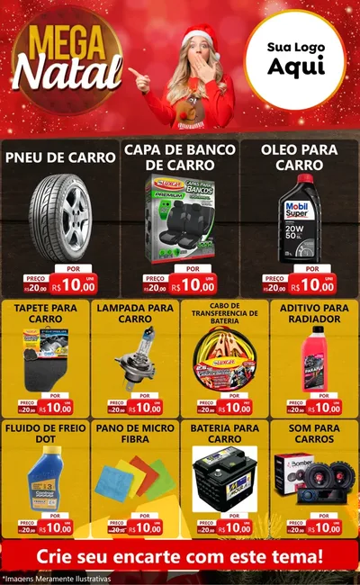 Modelo de Encarte para Encarte Grande com o tema Mega Natal para Auto peças