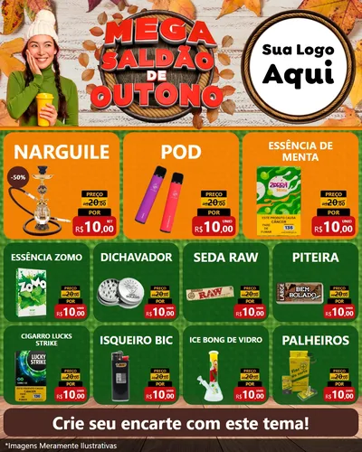 Modelo de Rede Social para Feed Instagram com o tema Mega Saldão de Outono para Tabacaria