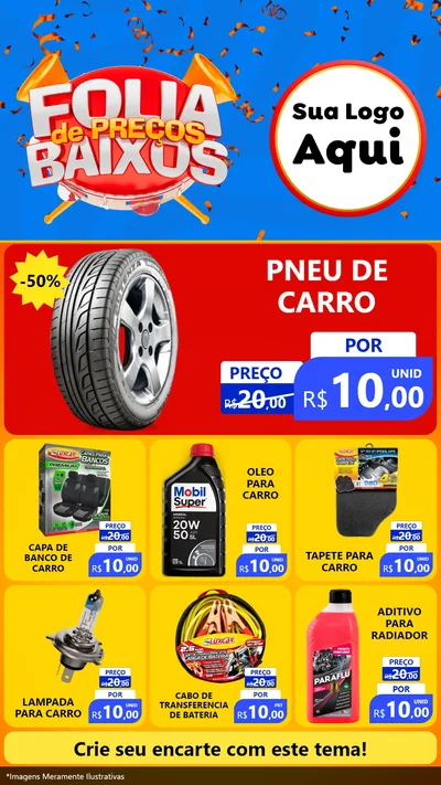 Modelo de Rede Social para Stories com o tema Folia de Preços Baixos para Auto peças