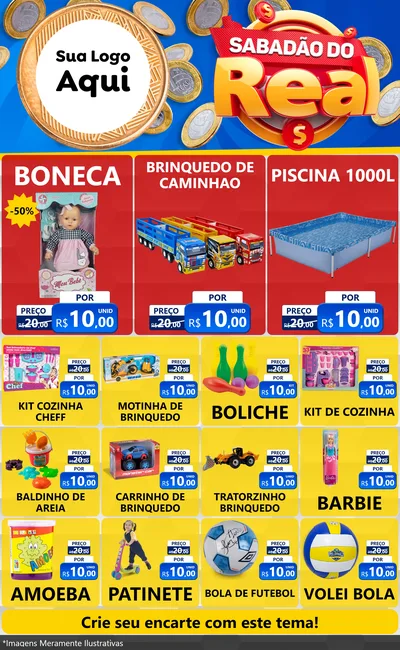 Modelo de Encarte para Encarte Grande com o tema Sabadão do Real para Brinquedos