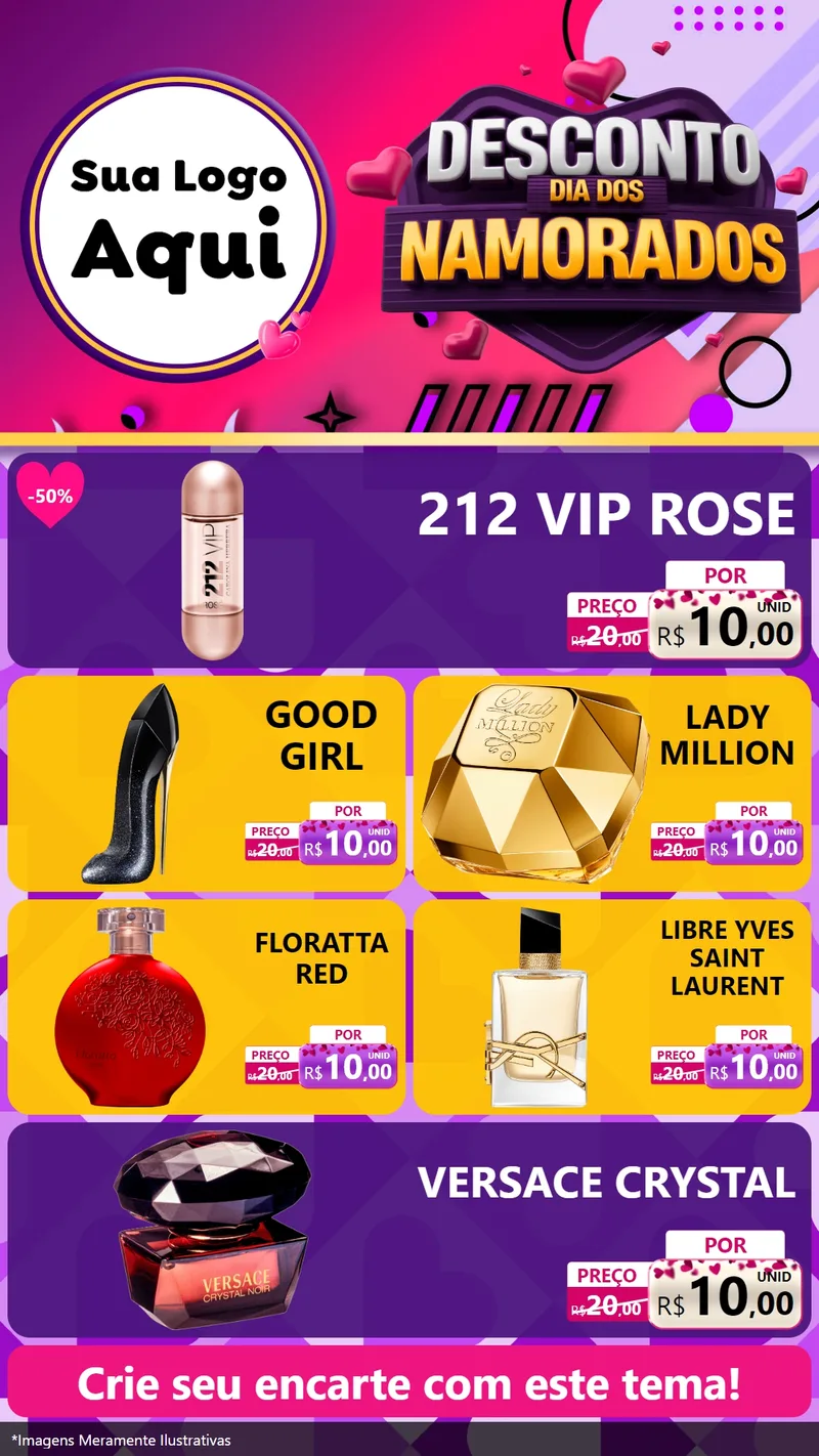 Modelo de TV para TV Vertical com o tema Desconto Dia dos Namorados para Perfumes