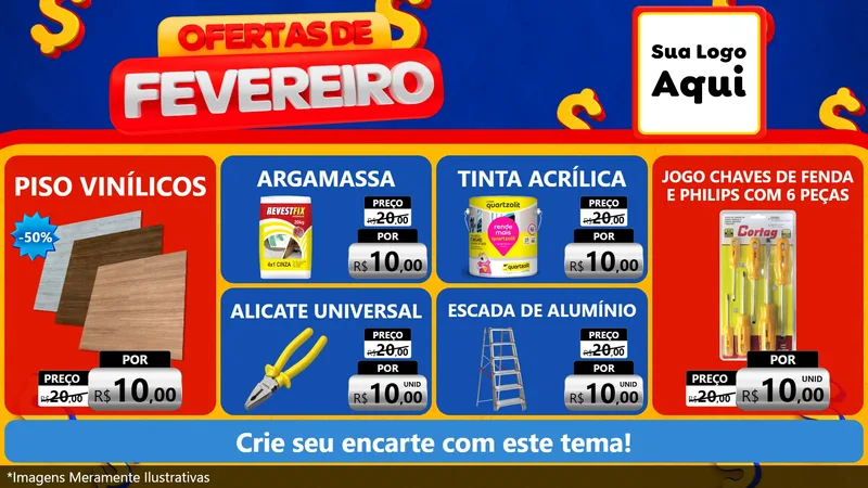 Modelo de TV para TV Horizontal com o tema Ofertas de Fevereiro para Material para Construção