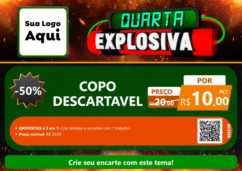Modelo de Cartaz para Cartaz A4 Horizontal com o tema Quarta Explosiva para Embalagens
