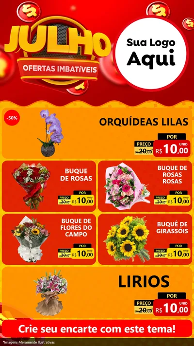 Modelo de TV para TV Vertical com o tema Julho Ofertas Imbatíveis para Floricultura e jardim
