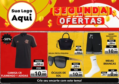 Modelo de Encarte para Encarte A4 Horizontal com o tema Segunda de Ofertas para Roupas e acessórios