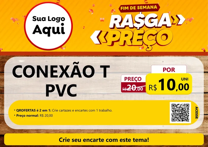 Modelo de Cartaz para Cartaz A4 Horizontal com o tema Fim de Semana Rasga Preços para Tubos e conexões
