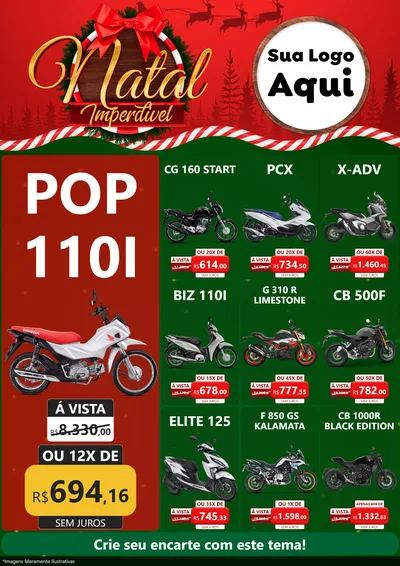 Modelo de Encarte para Encarte A4 Vertical com o tema Natal Imperdível para Concessionaria de Motos