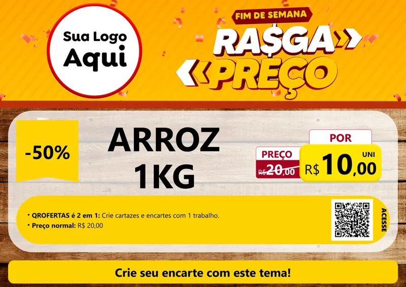 Modelo de Cartaz para Cartaz A4 Horizontal com o tema Fim de Semana Rasga Preços para Supermercado
