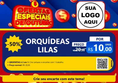 Modelo de Cartaz para Cartaz A4 Horizontal com o tema Ofertas Especiais de Outubro para Floricultura e jardim