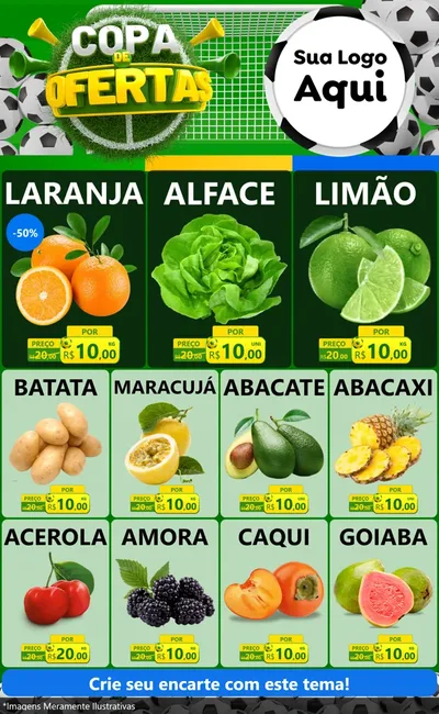 Modelo de Encarte para Encarte Grande com o tema Copa De Ofertas para Hortifrúti