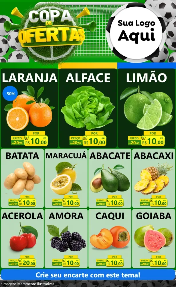 Modelo de Encarte para Encarte Grande com o tema Copa De Ofertas para Hortifrúti
