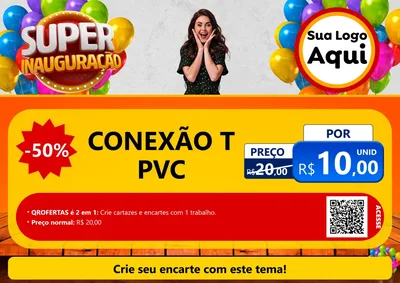 Modelo de Cartaz para Cartaz A4 Horizontal com o tema Super Inauguração para Tubos e conexões