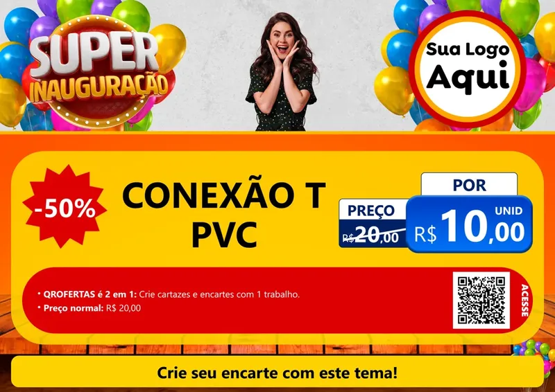 Modelo de Cartaz para Cartaz A4 Horizontal com o tema Super Inauguração para Tubos e conexões