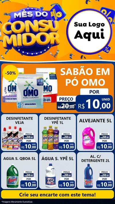 Modelo de Rede Social para Stories com o tema Mês do Consumidor para Produtos de Limpeza