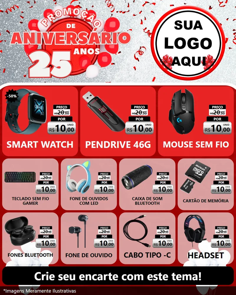 Modelo de Rede Social para Feed Instagram com o tema Promoção de Aniversário - 25Anos para Informática