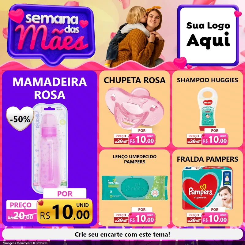 Modelo de Rede Social para Feed Facebook com o tema Semana das Mães para Bebês