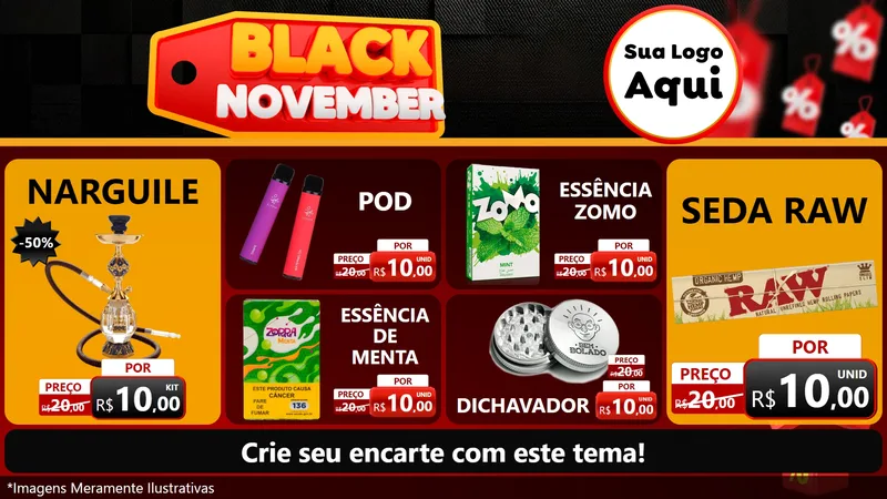 Modelo de TV para TV Horizontal com o tema Black November para Tabacaria