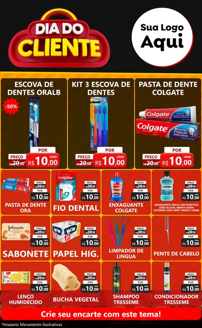 Modelo de Encarte para Encarte Grande com o tema Dia do Cliente para Higiene Pessoal