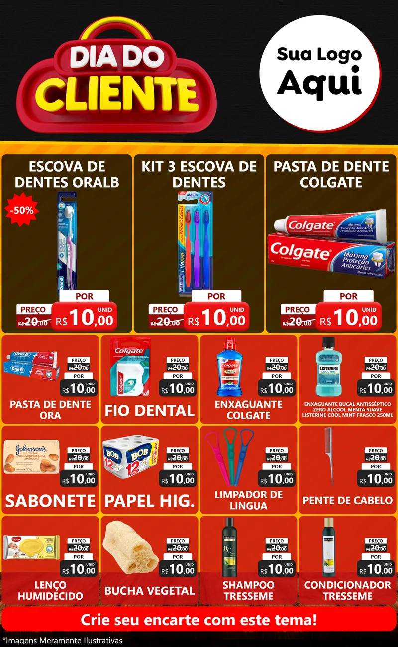 Modelo de Encarte para Encarte Grande com o tema Dia do Cliente para Higiene Pessoal