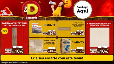 Modelo de TV para TV Horizontal com o tema Dia D Economia para Pisos e revestimentos