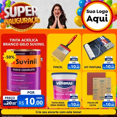 Modelo de Rede Social para Feed Facebook com o tema Super Inauguração para Tintas e Ferramentas
