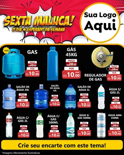 Modelo de Rede Social para Feed Instagram com o tema Sexta Maluca! para Água e gás