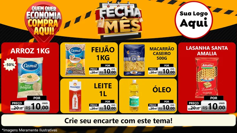Modelo de TV para TV Horizontal com o tema Fecha Mês para Supermercado