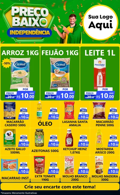 Modelo de Encarte para Encarte Grande com o tema Preço Baixo de Independência para Supermercado