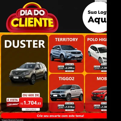 Modelo de Rede Social para Feed Facebook com o tema Dia do Cliente para Concessionaria de Carros