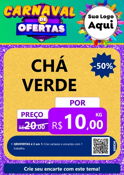 Modelo de Cartaz para Cartaz A4 Vertical com o tema Carnaval de Ofertas para Produtos Naturais