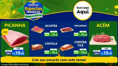 Modelo de TV para TV Horizontal com o tema Ofertas Especiais Feriado da Independência para Açougue