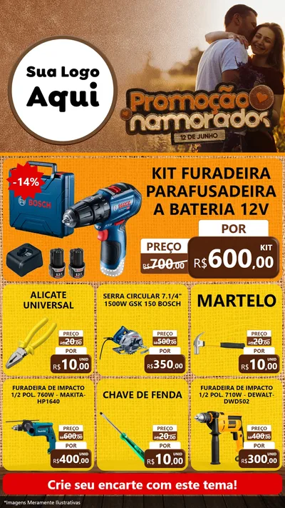 Modelo de Rede Social para Stories com o tema Promoção Namorados para Maquinas e Ferramentas