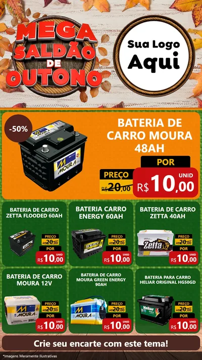 Modelo de Rede Social para Stories com o tema Mega Saldão de Outono para Baterias Elétricas
