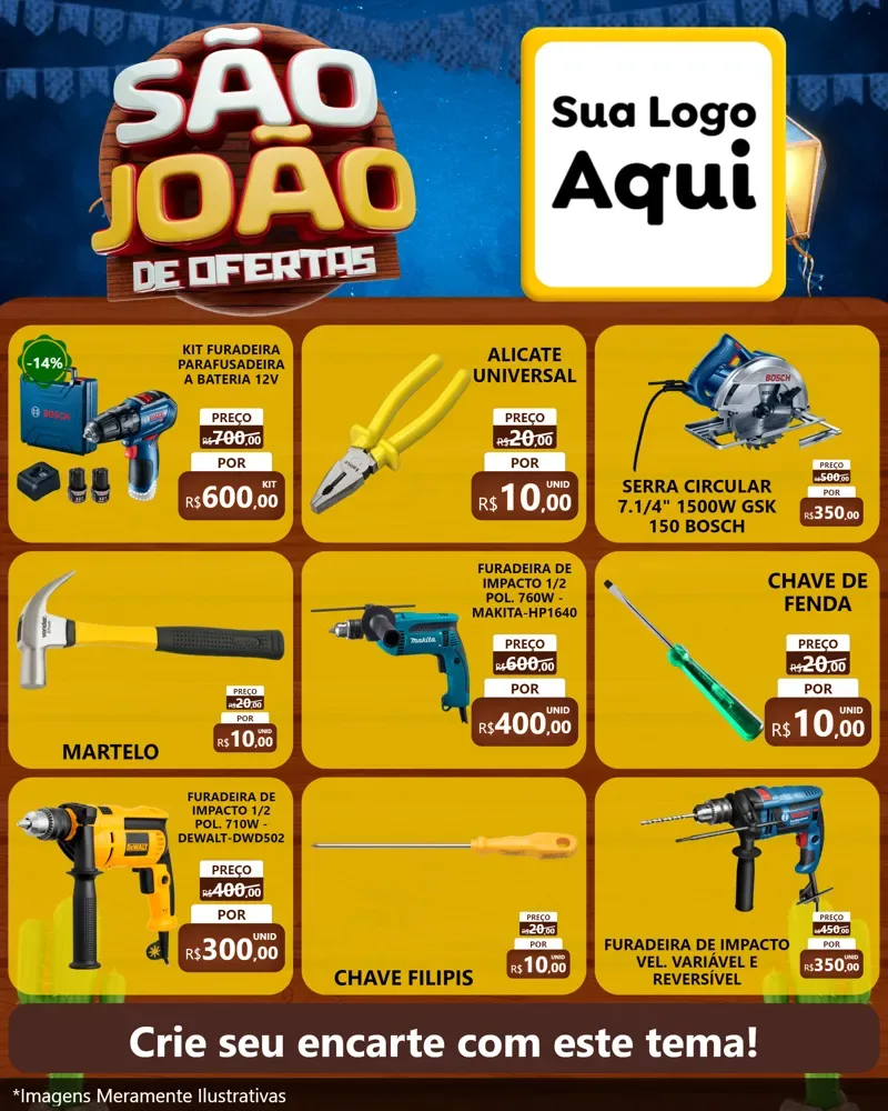 Modelo de Rede Social para Feed Instagram com o tema São João Ofertas Imbatíveis! - Junina para Maquinas e Ferramentas