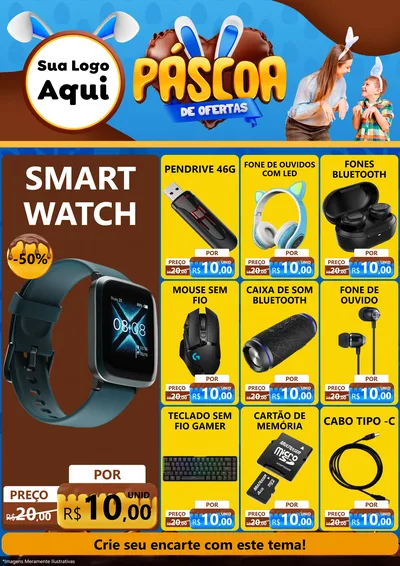 Modelo de Encarte para Encarte A4 Vertical com o tema Páscoa de Ofertas para Informática