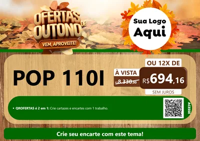 Modelo de Cartaz para Cartaz A4 Horizontal com o tema Ofertas de Outono - Vem, Aproveite! para Concessionaria de Motos